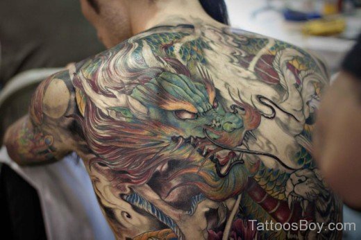 Amazing Dragon Tattoo On Back Body