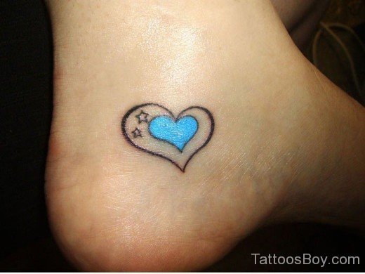 Beautiful Heart Tattoo On Ankle 