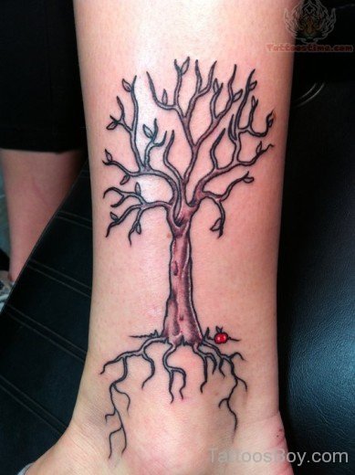 Apple Tree Tattoo On Ankle