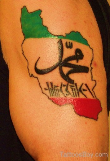 Nice Arabian Map  Tattoo On Shoudler