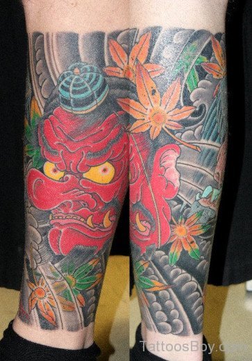 Asian Funny Tattoo On Legs