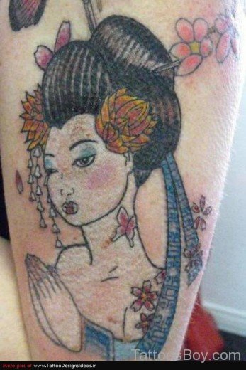 Asian Geisha Girl Tattoo Design