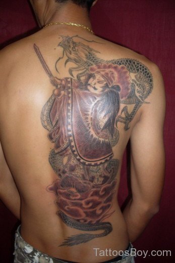 Asian King Tattoo On Back Body