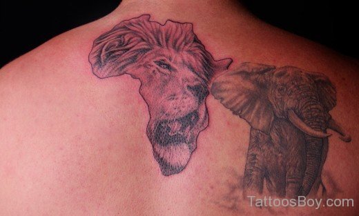 Awesome African Lion Tattoo On Back Body