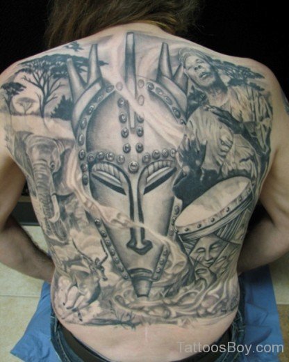 Awesome African Tattoo On Back Body
