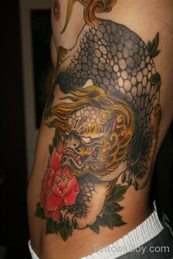 Awesome Dragon Tattoo Desine On Side  Rib