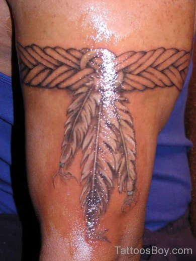 Awesome Ink Feather Armband Tattoo On Armband 