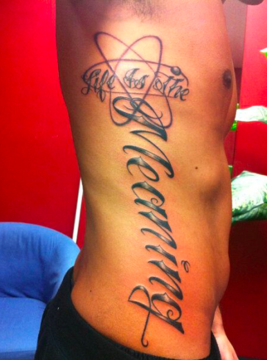 Best Stylish Atheist Tattoo Design On Side Rib
