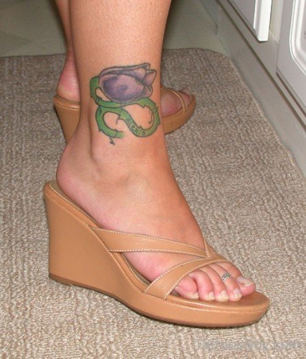 Blue Rose Tattoo On Ankle 