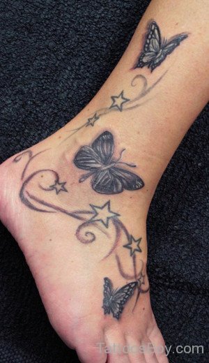 Cute  Butterfly Ankle Tattoo