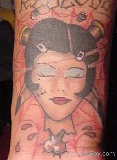 Asian  Girl Tattoo On Arm