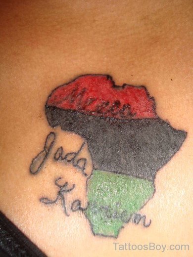 Colored African Map Tattoo