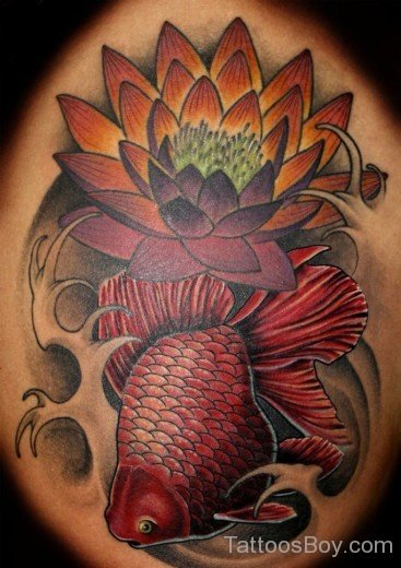 Colored Flower Tattoo On Shoulder