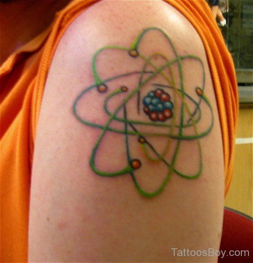 Colorful Atheist Tattoo On Shoulder