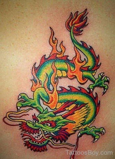 Colorful Dragon Tattoo On Back
