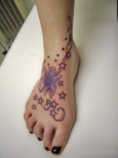 Colorful Lotus Flower Tattoo On Ankle 
