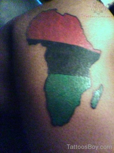 Cool  African  Map Tattoo On Back 