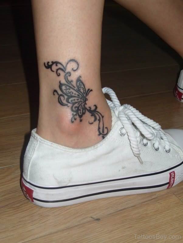 Cool Butterfly Ankle Tattoo.
