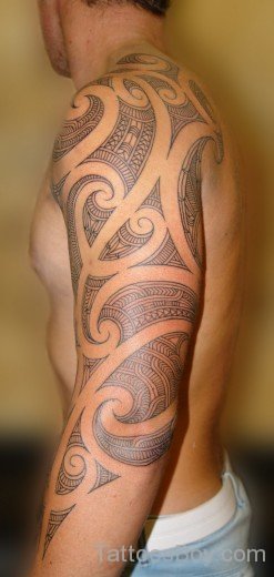 Cool Tribal Tattoo Design ON Shoulder And Arms 