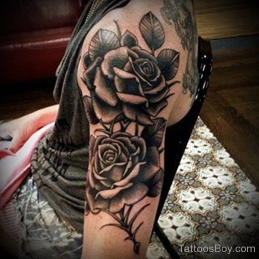 Cool Rose Tattoo On Shoulder