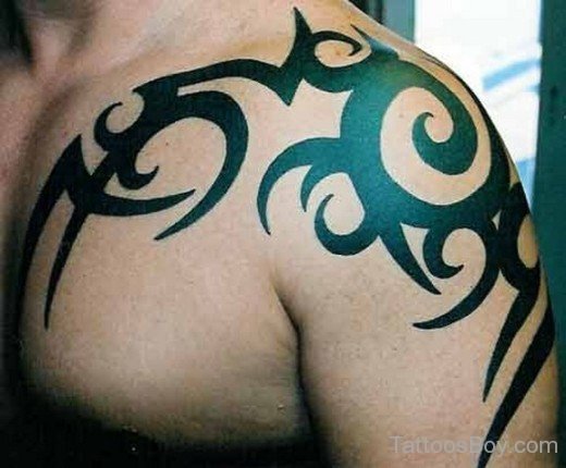 Cool Tattoo Design On ShoulderAnd Chest
