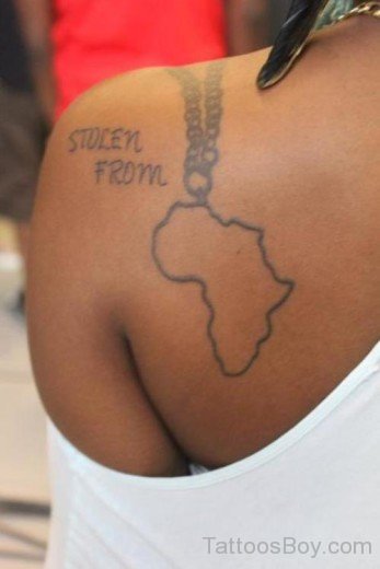 Cute African Map Tattoo On Shoulder