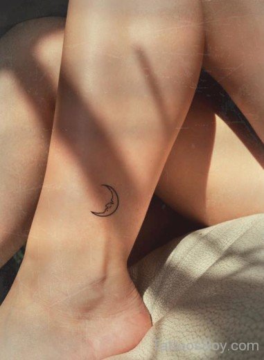 Cute Moon Ankle Tattoo