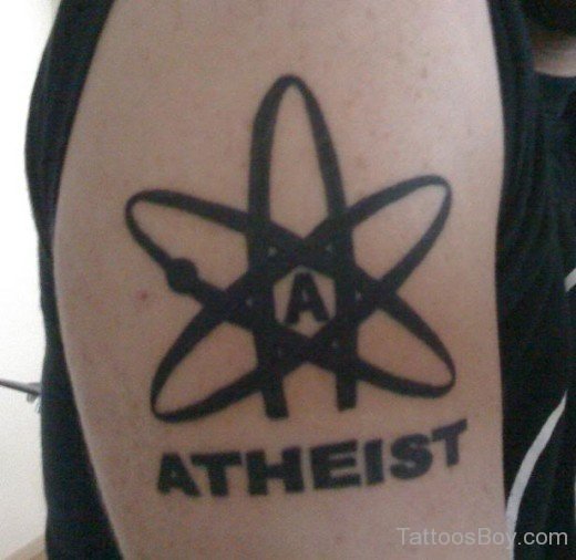 Fabulous Atheist Tattoo Design On Shoulder