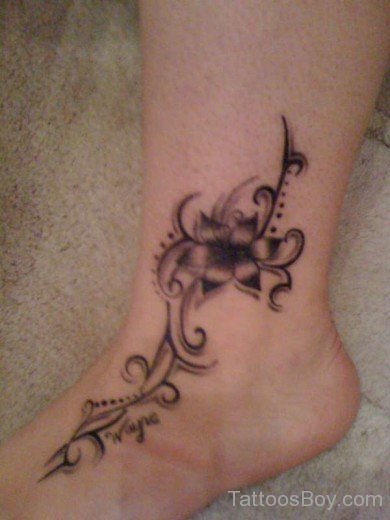 Flower Vine Band Tattoo On Ankle