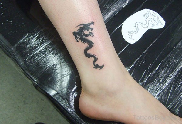 Black Dragon Tattoo On Ankle
