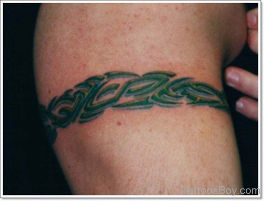 Green Ink Tribal Armband Tattoo Design