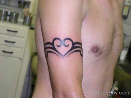 Lovely Heart Tattoo On Armband 
