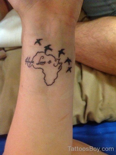 Hope Love To Joy African Map Tattoo On Wrist