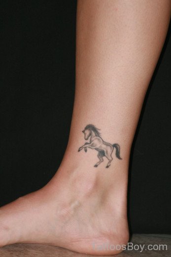 Cool Horse Tattoo On Ankle 