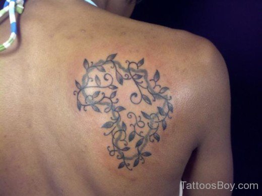 Leafs Border African Map Tattoo On Back Shoulder