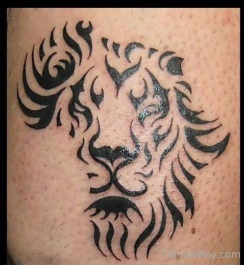 Lion Head African Tattoo On Shoulder