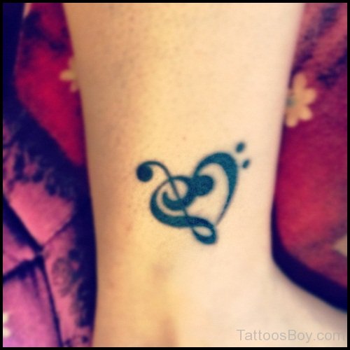 Beautiful Music Heart Ankle Tattoo