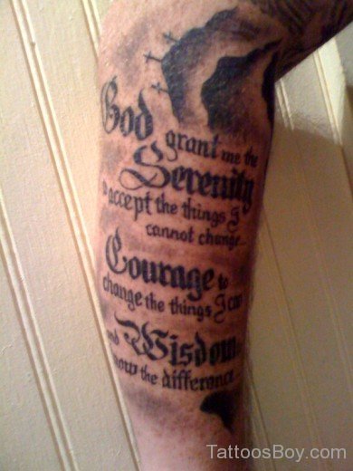 Nice Wording Tattoo Design On Arm