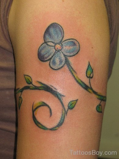 Cute  Flower Tattoo On Shoulder