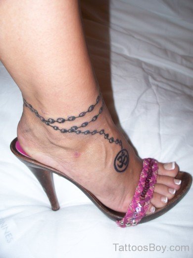 Om Rosary Tattoo On Ankle