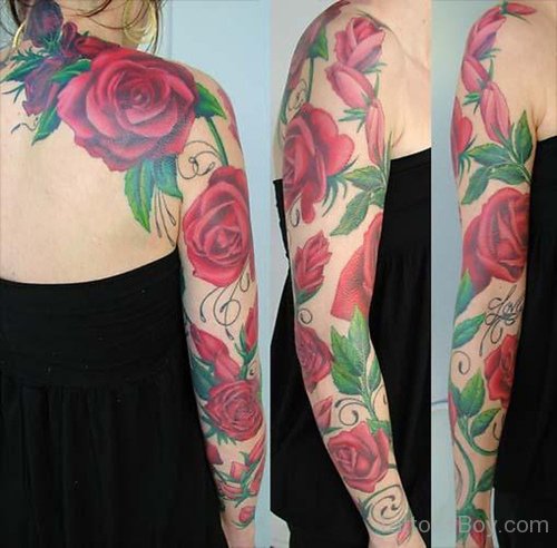 Red Roses Tattoos  On Arms