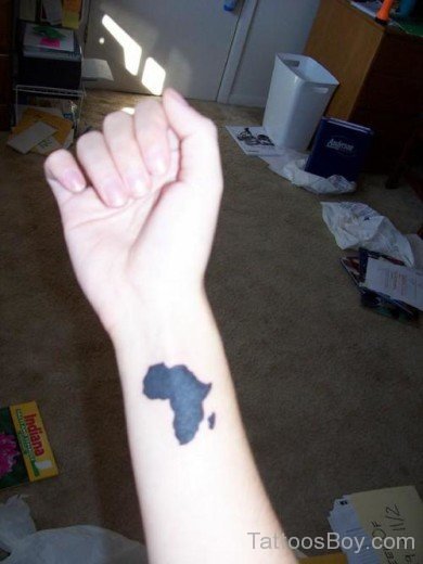 Small African Inked mAP Tattoo On Wrist