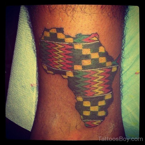 Stunning African Map Tattoo On Ankle