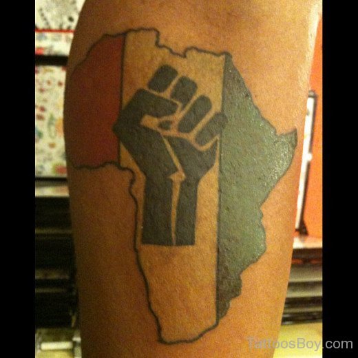 Stylish African Map Tattoo On Leg
