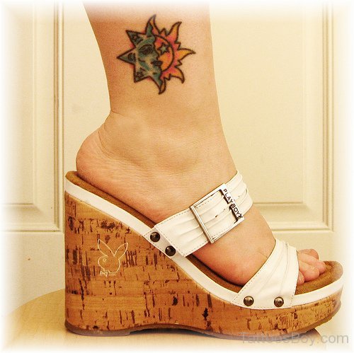 Sun Tattoo On Ankle