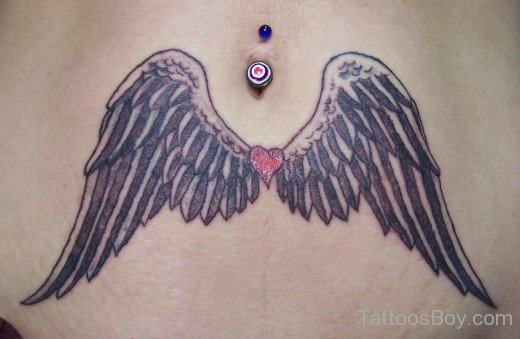 Amazing Angle Wings Tattoo On Belly
