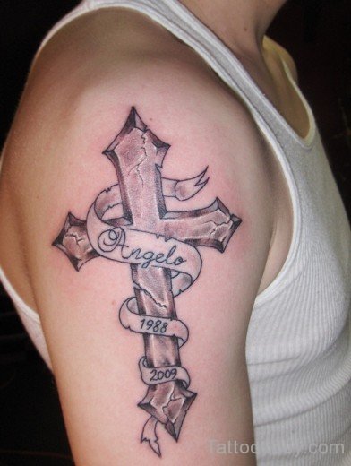 Cross Tattoo On Shoulder