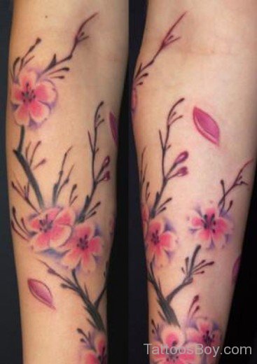 Awful Pink Cherry Blossom  On Leg