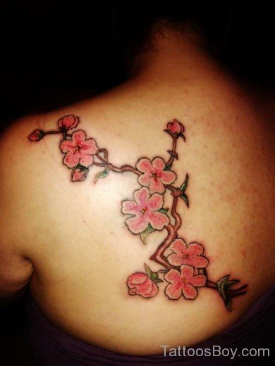 Awesome Cheery Tattoo On  Back Body
