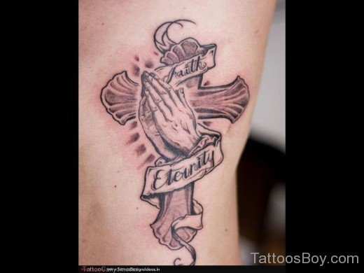 Awesome Cross Tattoo On Rib 